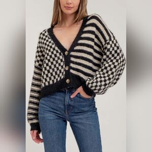 Blu Pepper Checkered Cardigan Sweater